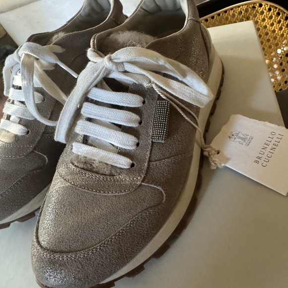 Brunello Cucinelli Tan and White Sneakers - Picture 10 of 16